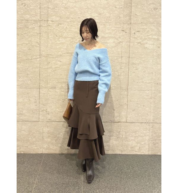 LAGUNAMOON「【WEB限定】Vネックカラーショートニットプルオーバー」|ニット・セーター|