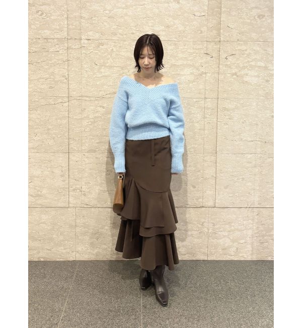 LAGUNAMOON「【WEB限定】Vネックカラーショートニットプルオーバー」|ニット・セーター|