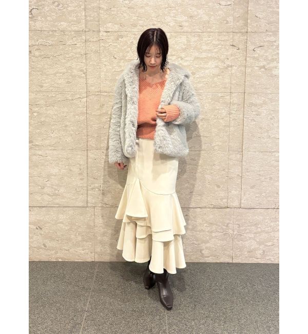 LAGUNAMOON「【WEB限定】Vネックカラーショートニットプルオーバー」|ニット・セーター|