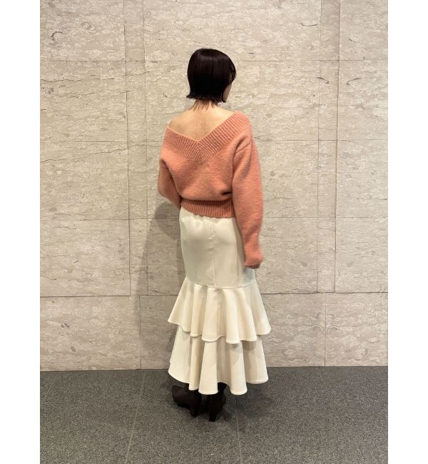 LAGUNAMOON「【WEB限定】Vネックカラーショートニットプルオーバー」|ニット・セーター|