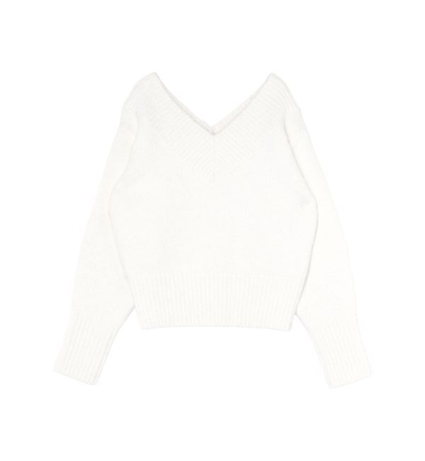 LAGUNAMOON「【WEB限定】Vネックカラーショートニットプルオーバー」|ニット・セーター|