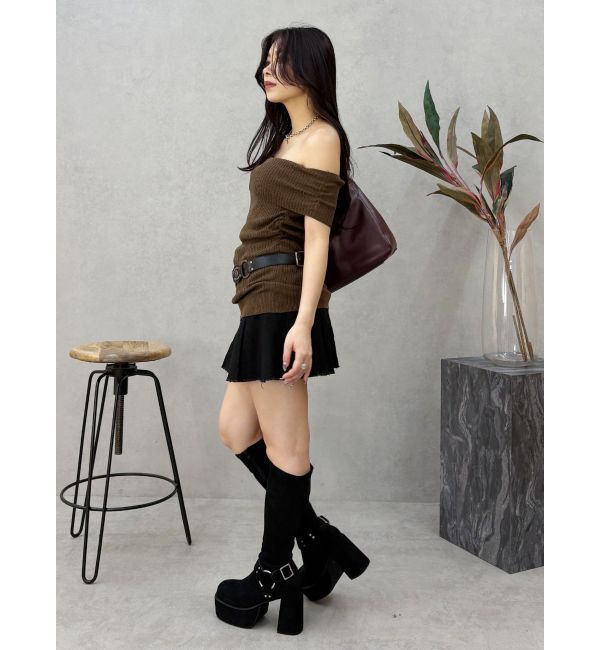 EVRIS「オフショルニットチュニック」|ニット・セーター|