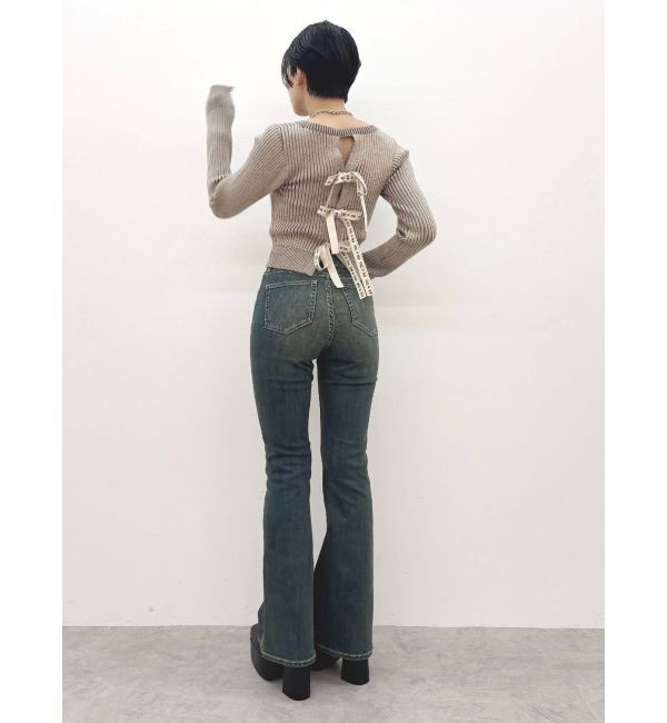 EVRIS「ヴィンテージライクストレッチフレアデニムパンツ」|デニム|