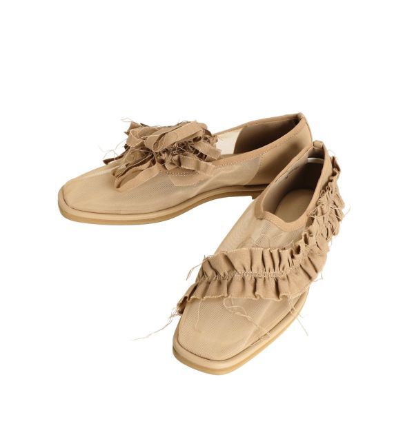 merry jenny「アシメメッシュフラットshoes」|バレエシューズ|ベージュ