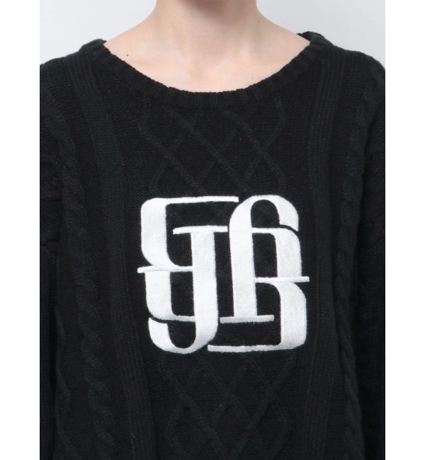 GYDA「BIG GYGYロゴ刺繍ケーブルニットトップス」|ニット・セーター|