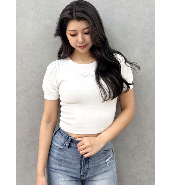 GYDA「Gydaパフスリーブニットトップス」|ニット・セーター|