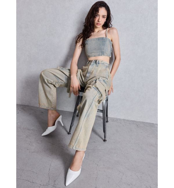 GYDA「ハイウエスト Urban Utility Wash Cargoデニムパンツ」|デニム|