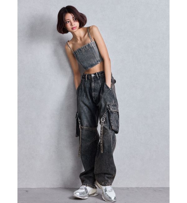 GYDA「ハイウエスト Urban Utility Wash Cargoデニムパンツ」|デニム|