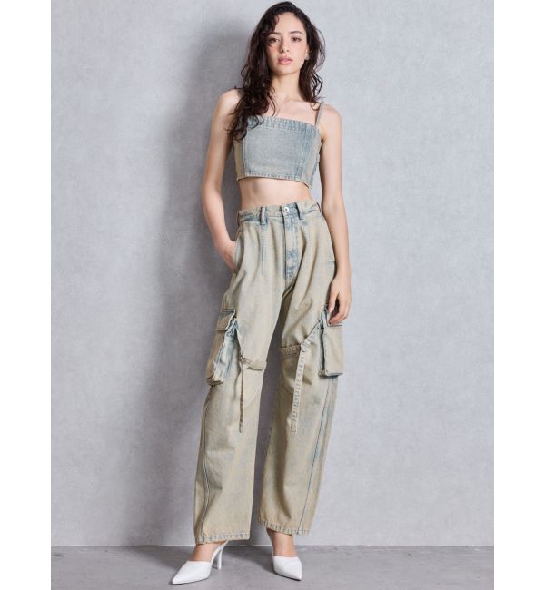 GYDA「ハイウエスト Urban Utility Wash Cargoデニムパンツ」|デニム|