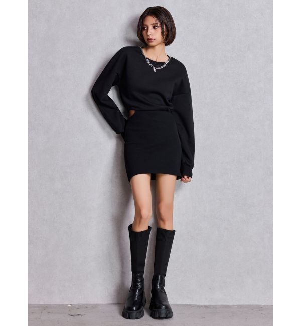 GYDA「SIDE OPEN CHAIN GGスウェットワンピース」|ワンピース|