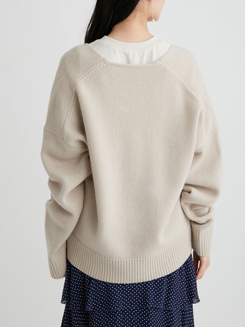 Mila Owen「Vネックハイラインウォッシャブルニット」|ニット・セーター|