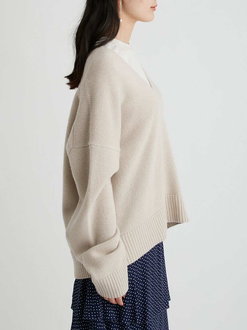 Mila Owen「Vネックハイラインウォッシャブルニット」|ニット・セーター|