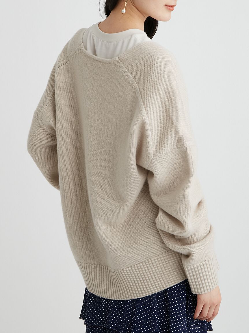 Mila Owen「Vネックハイラインウォッシャブルニット」|ニット・セーター|