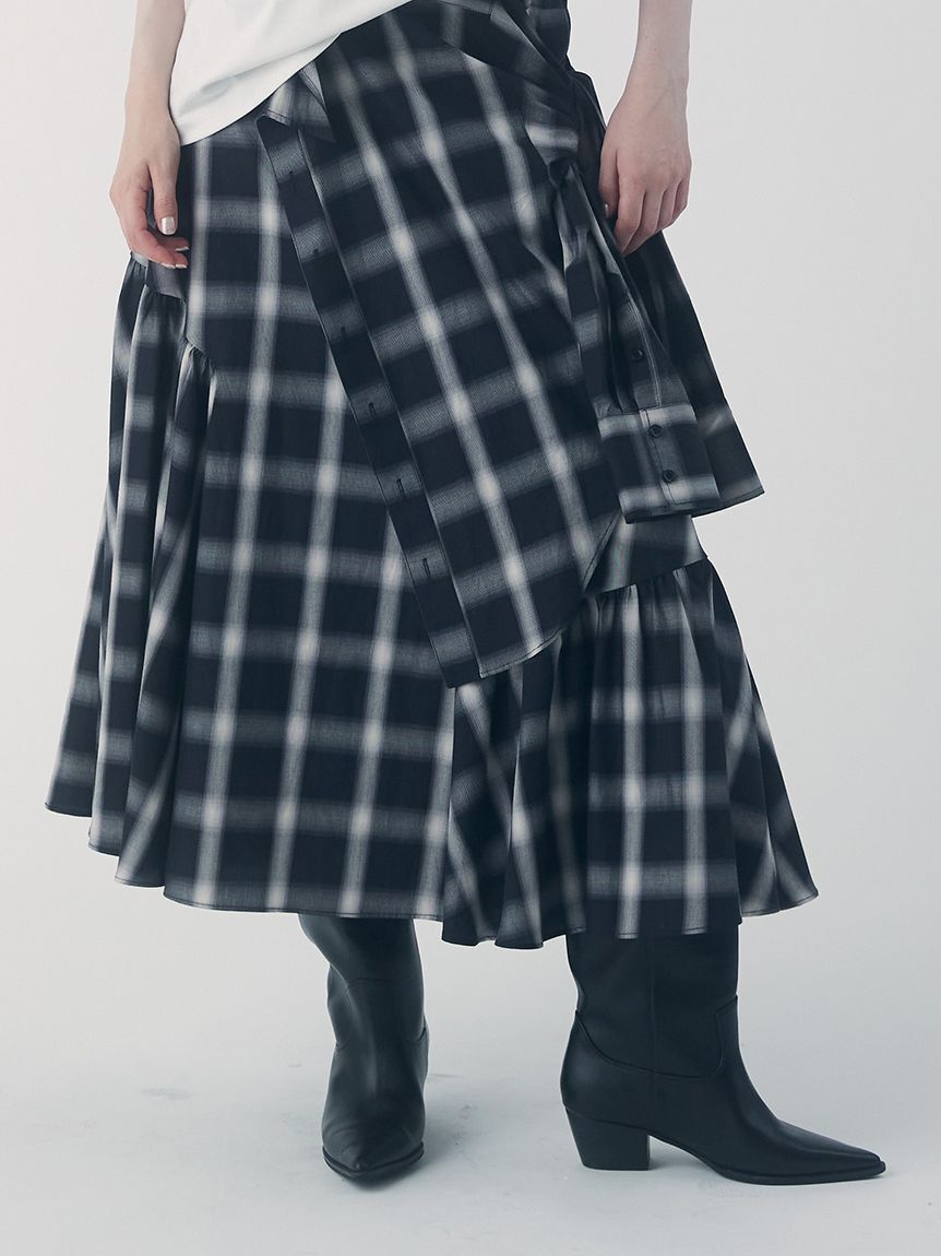 FURFUR「シャツドッキングチェックスカート」|スカート|