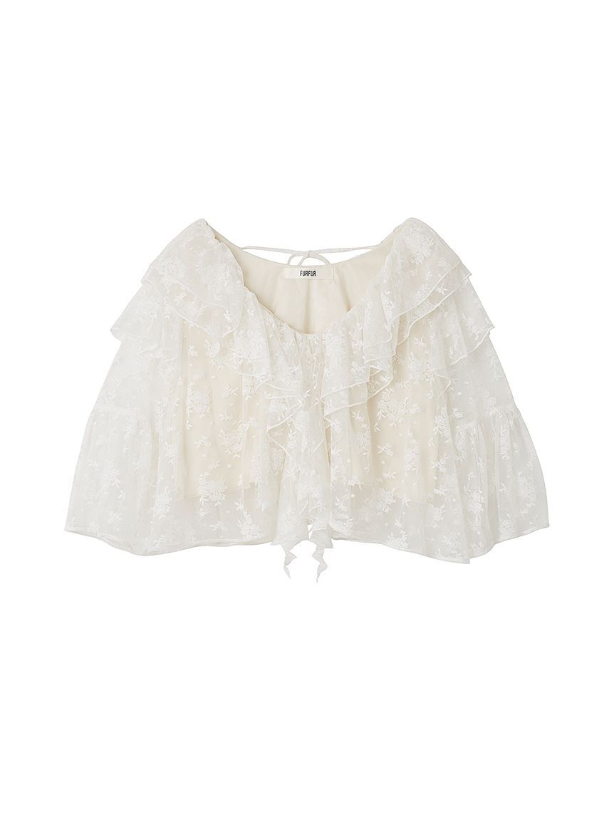 FURFUR「フラワーレースラッフルブラウス」|シャツ・ブラウス|WHT