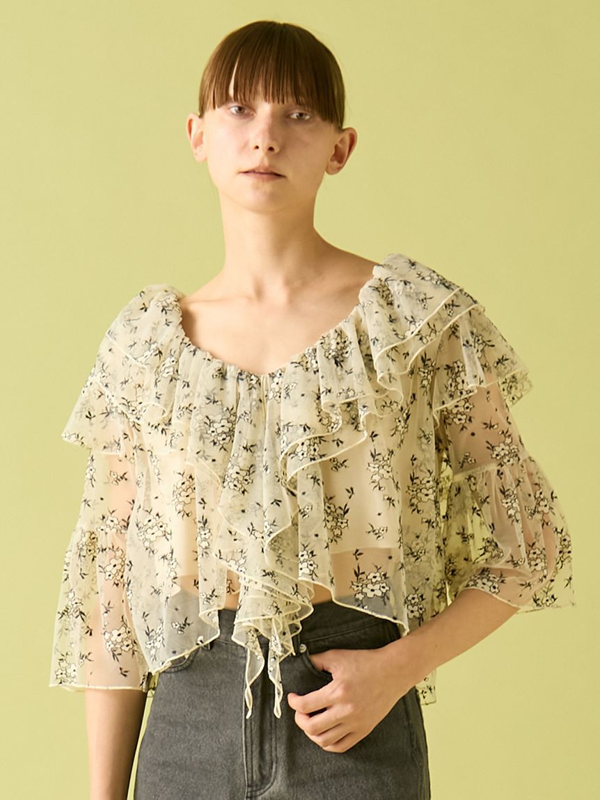 FURFUR「フラワーレースラッフルブラウス」|シャツ・ブラウス|