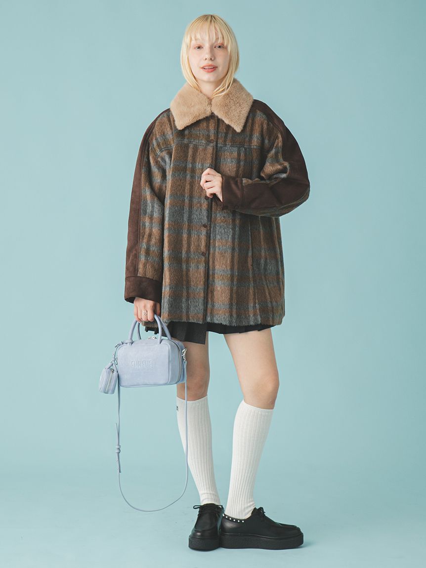 FURFUR「2WAYエコファーカラーシャツコート」|ステンカラーコート|