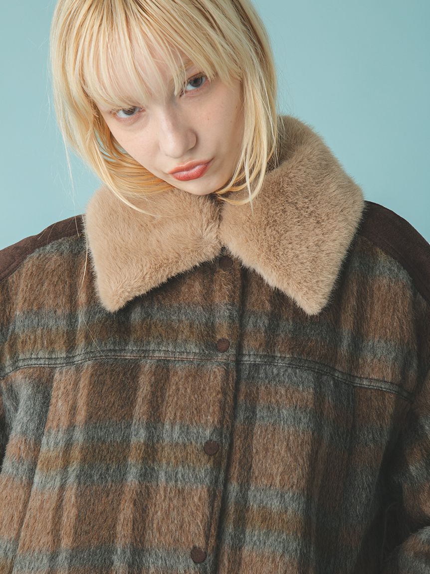 FURFUR「2WAYエコファーカラーシャツコート」|ステンカラーコート|
