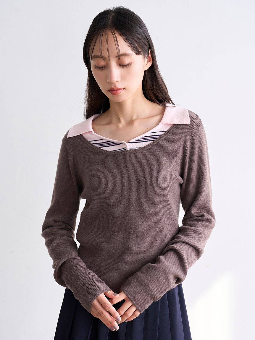 SNIDEL「Sustainableレイヤードニットプルオーバー」|ニット・セーター|