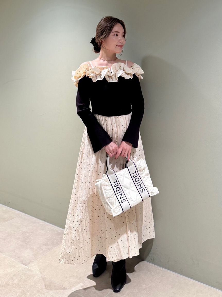 LILY BROWN「【限定カラー】【WEB限定00サイズ】フリルカラーニットコンビワンピース」|ワンピース|