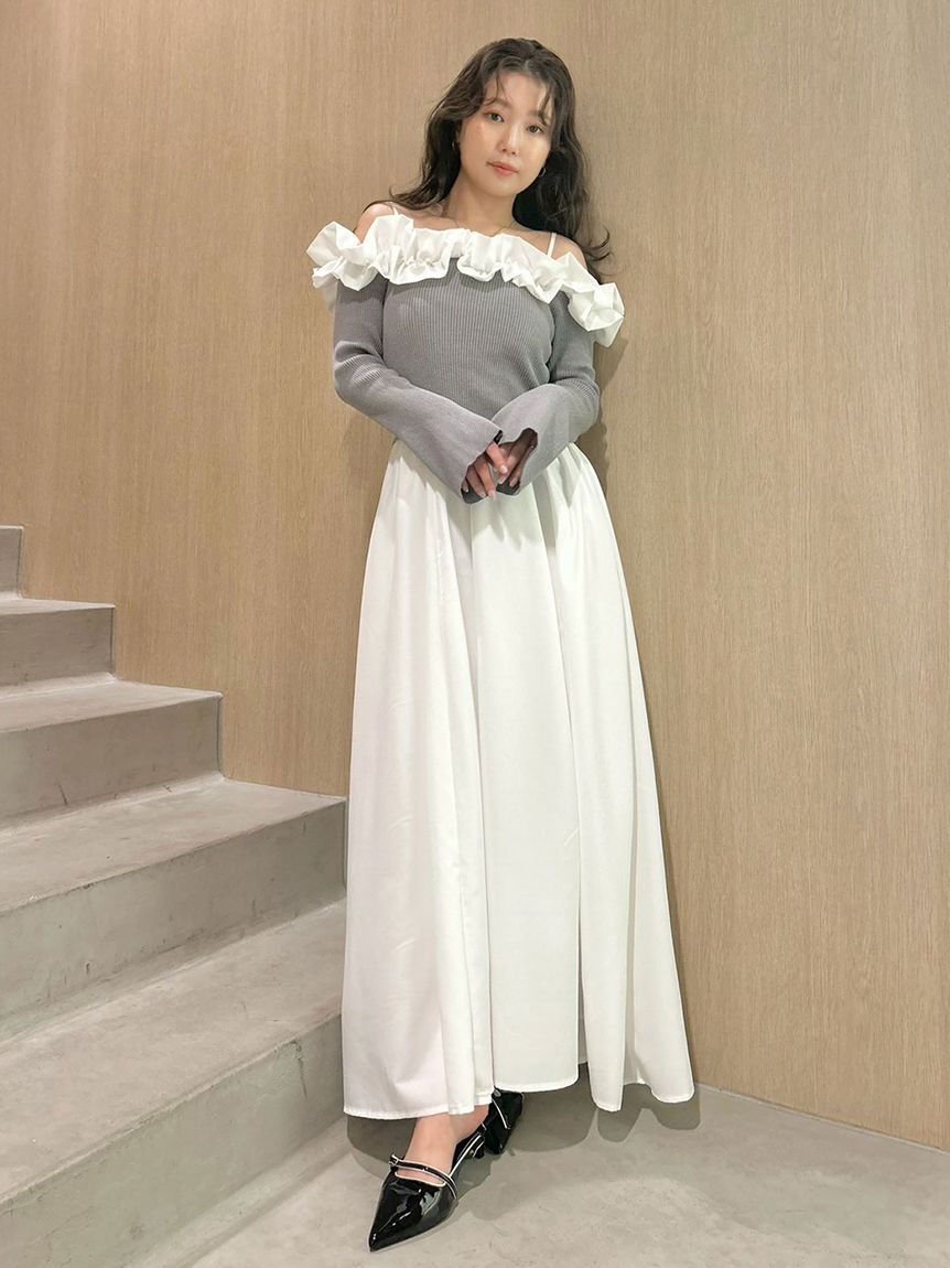 LILY BROWN「【限定カラー】【WEB限定00サイズ】フリルカラーニットコンビワンピース」|ワンピース|