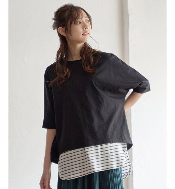 ikka「梨地ジョーゼットプルオーバー」|Tシャツ・カットソー|ブラック