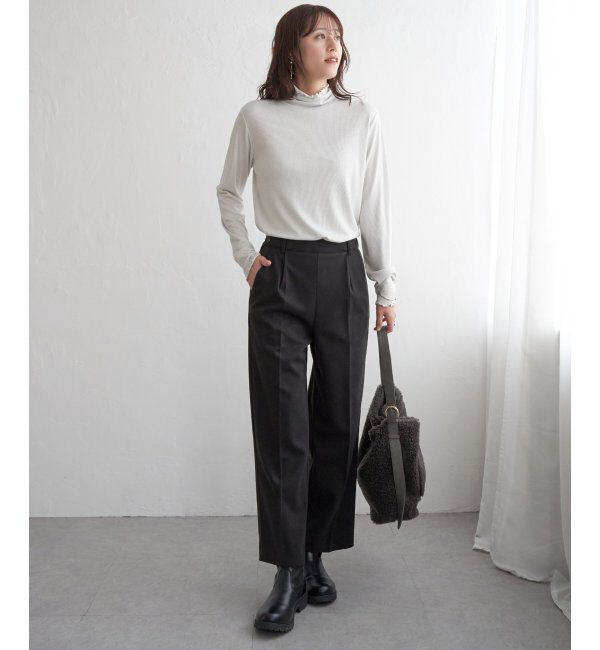 ikka「ハイネックテレコ長袖プルオーバー」|Tシャツ・カットソー|