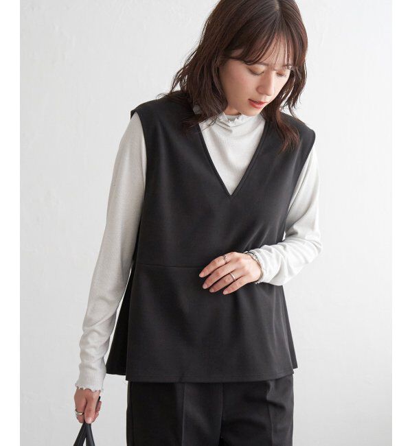 ikka「ハイネックテレコ長袖プルオーバー」|Tシャツ・カットソー|