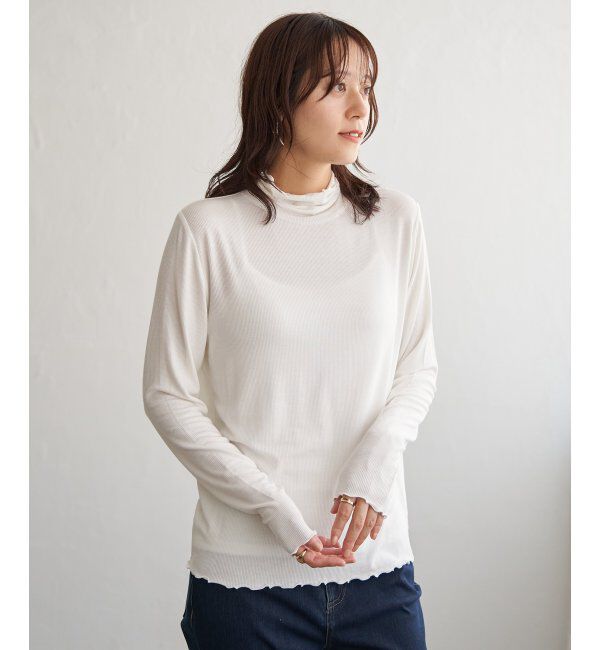 ikka「ハイネックテレコ長袖プルオーバー」|Tシャツ・カットソー|