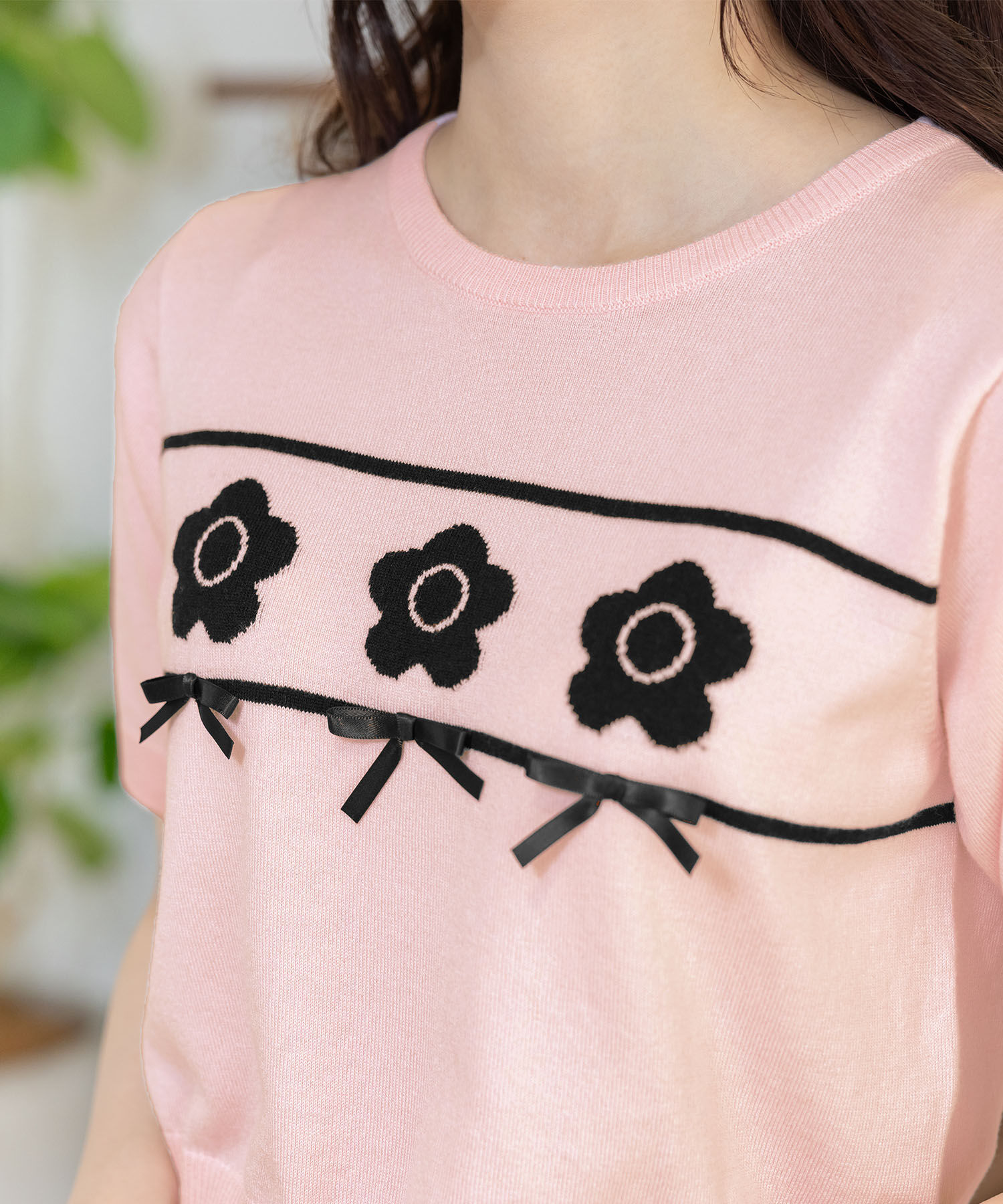 MARY QUANT「デイジー＆リボンニット プルオーバー」|Tシャツ・カットソー|