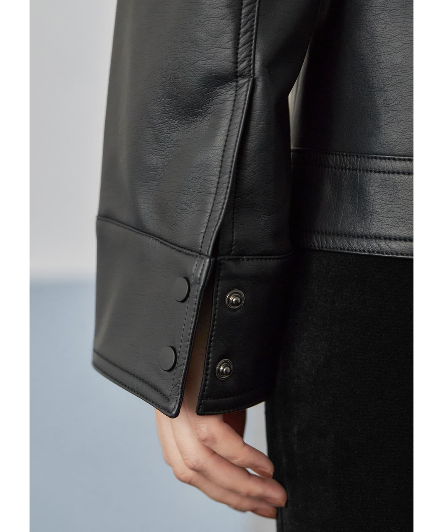 STYLE DELI「フェイクレザーライダースブルゾン」|ライダースジャケット|