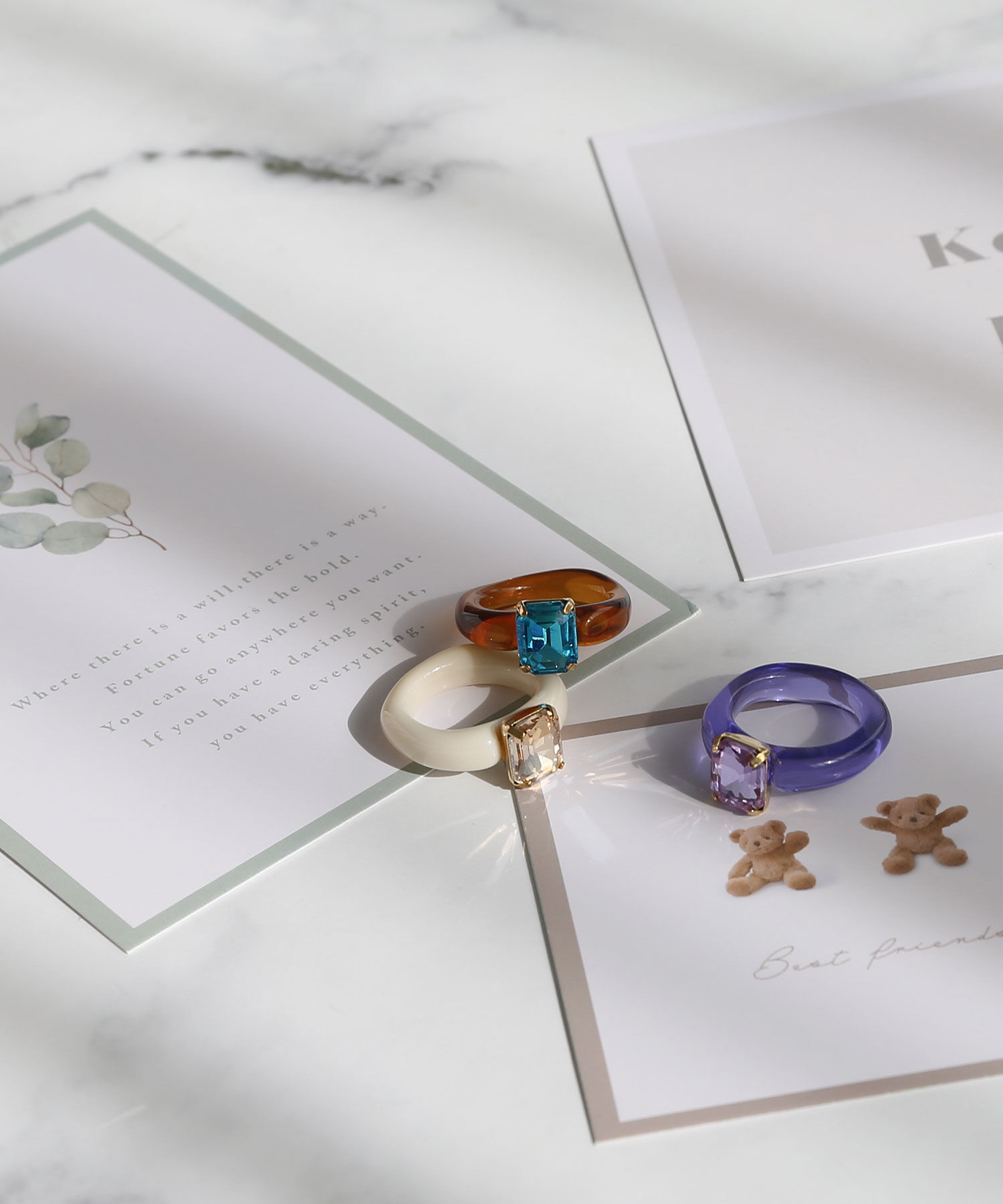 colleca la「カラフルスクエアビジューリング」|リング|