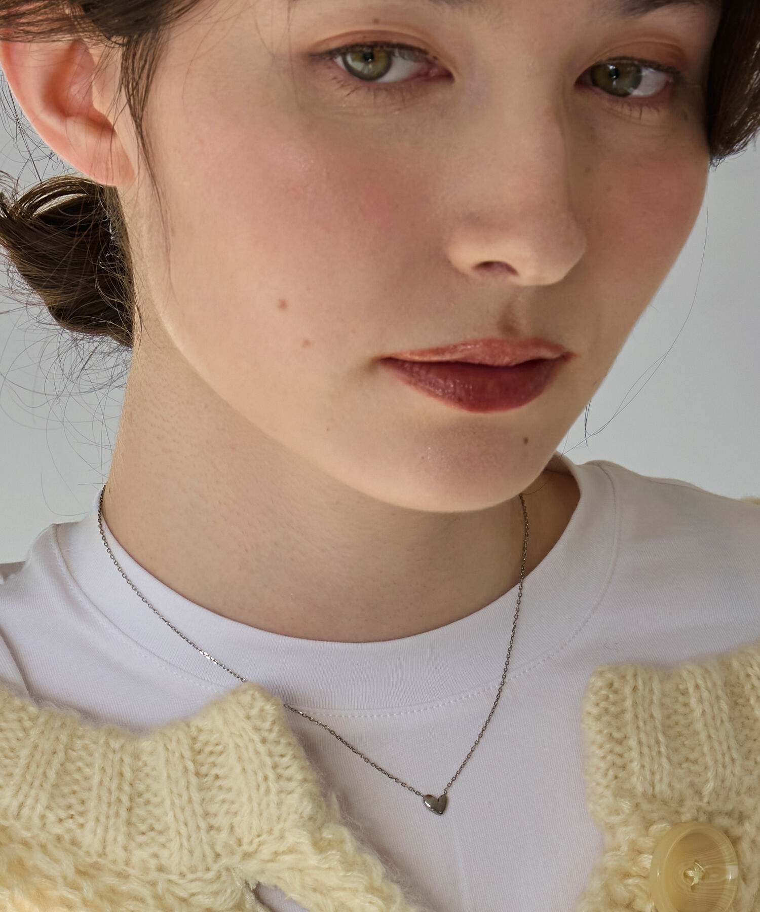 Phoebe「【金属アレルギー対応】スリークハートネックレス　シルバー/サージカルステンレス」|ネックレス|