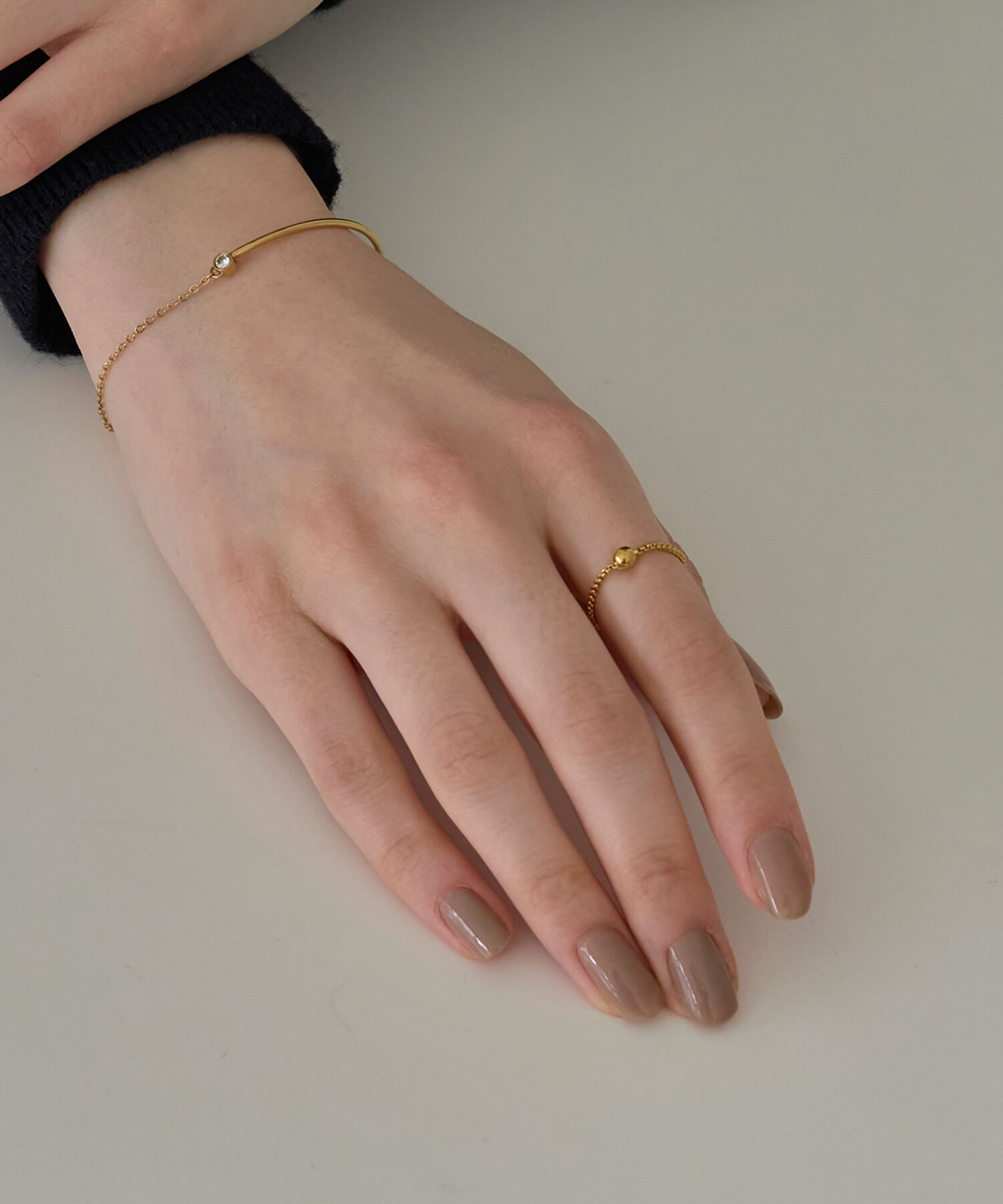 Phoebe「【金属アレルギー対応】ワンドロップメタルチェーンリング/サージカルステンレス」|リング|