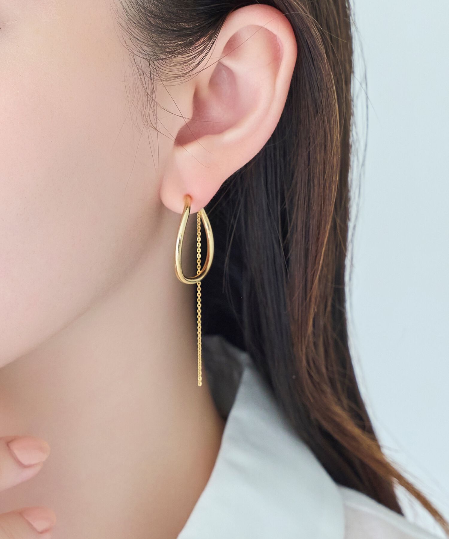 Phoebe「【金属アレルギー対応】2wayウェーブラインフープイヤリング　ゴールド/ニッケルフリー」|イヤリング|ゴールド
