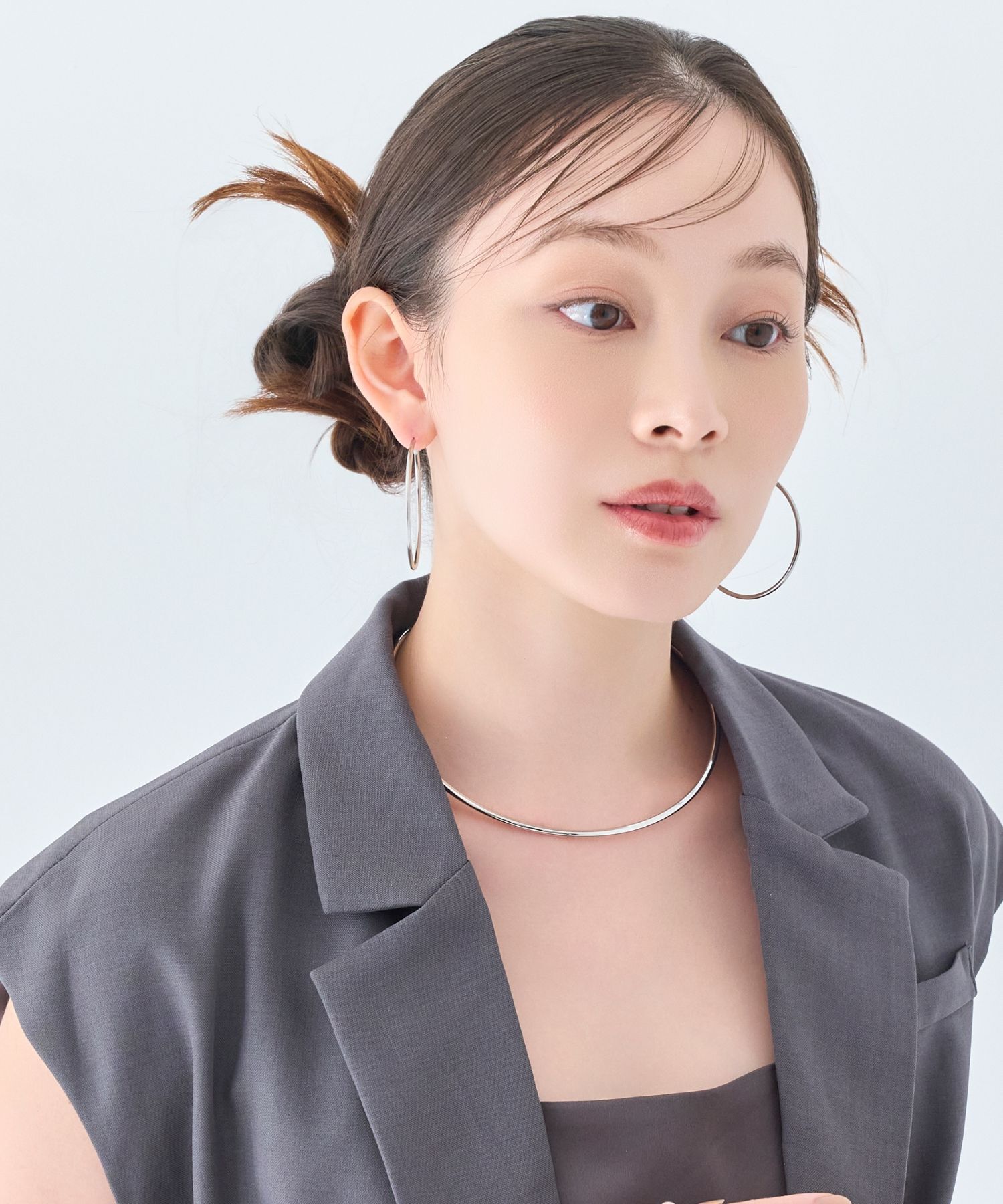 Phoebe「【金属アレルギー対応】ライトフープピアス　シルバー/ステンレス/大振り」|ピアス|