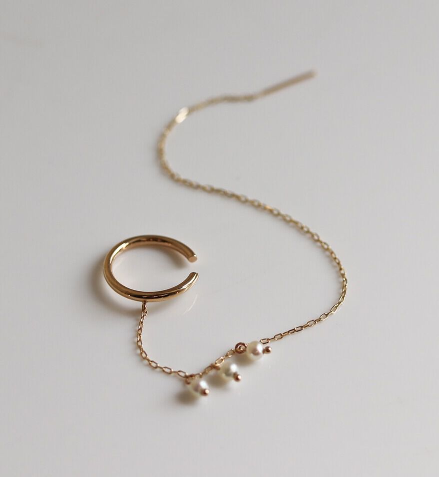  「パール イヤーカフ ピアス | K10YG 【片耳用】」|イヤーカフ|K10 イエローゴールド