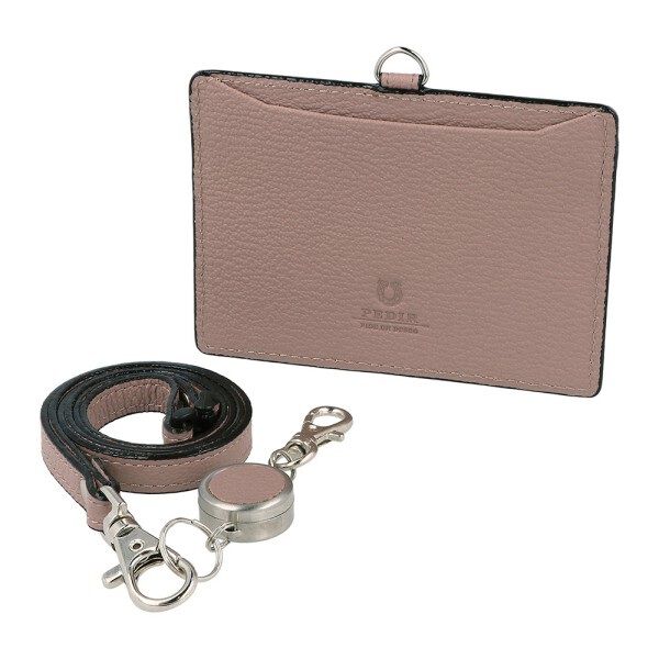 PEDIR「PEDIR(ペディール) ディアシュリンク 本革 リール付IDケース」|定期入れ|ライトピンク
