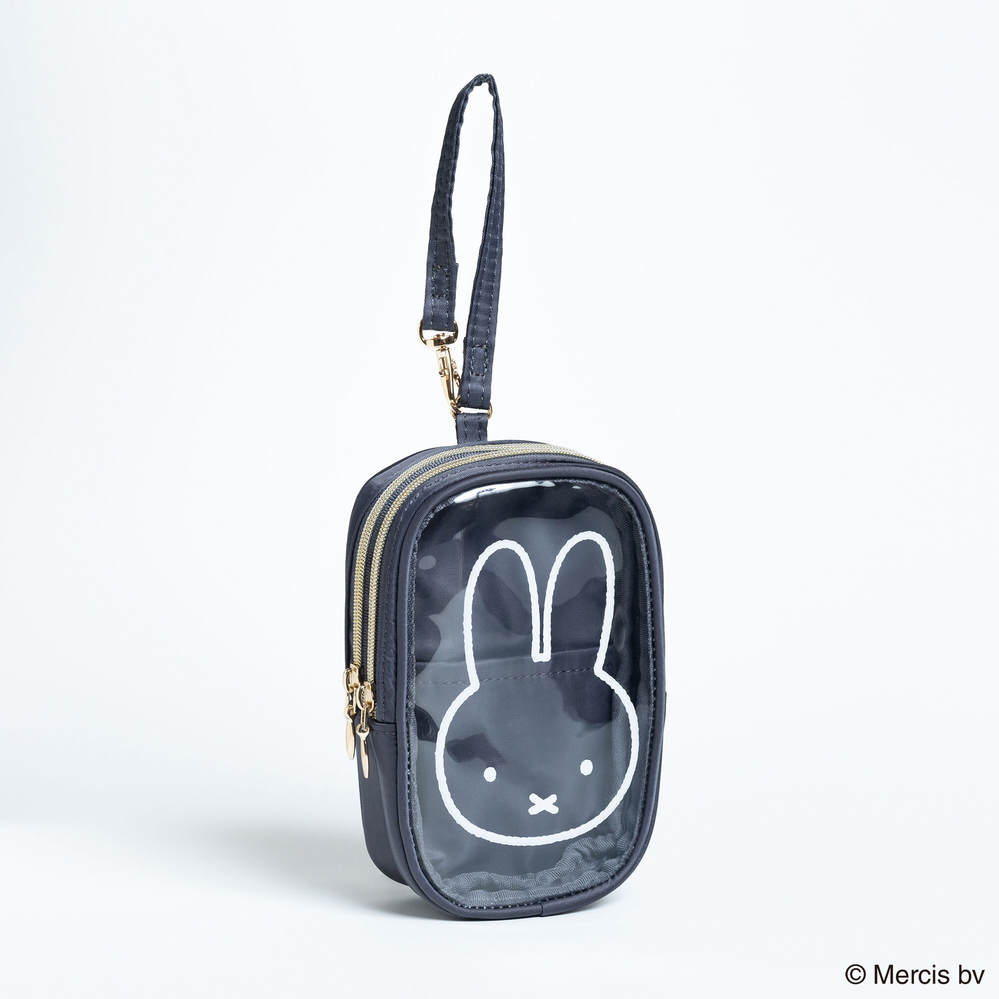  「MIFFY CLEARストラップ付きスクエアポーチ」|ポーチ|BLK