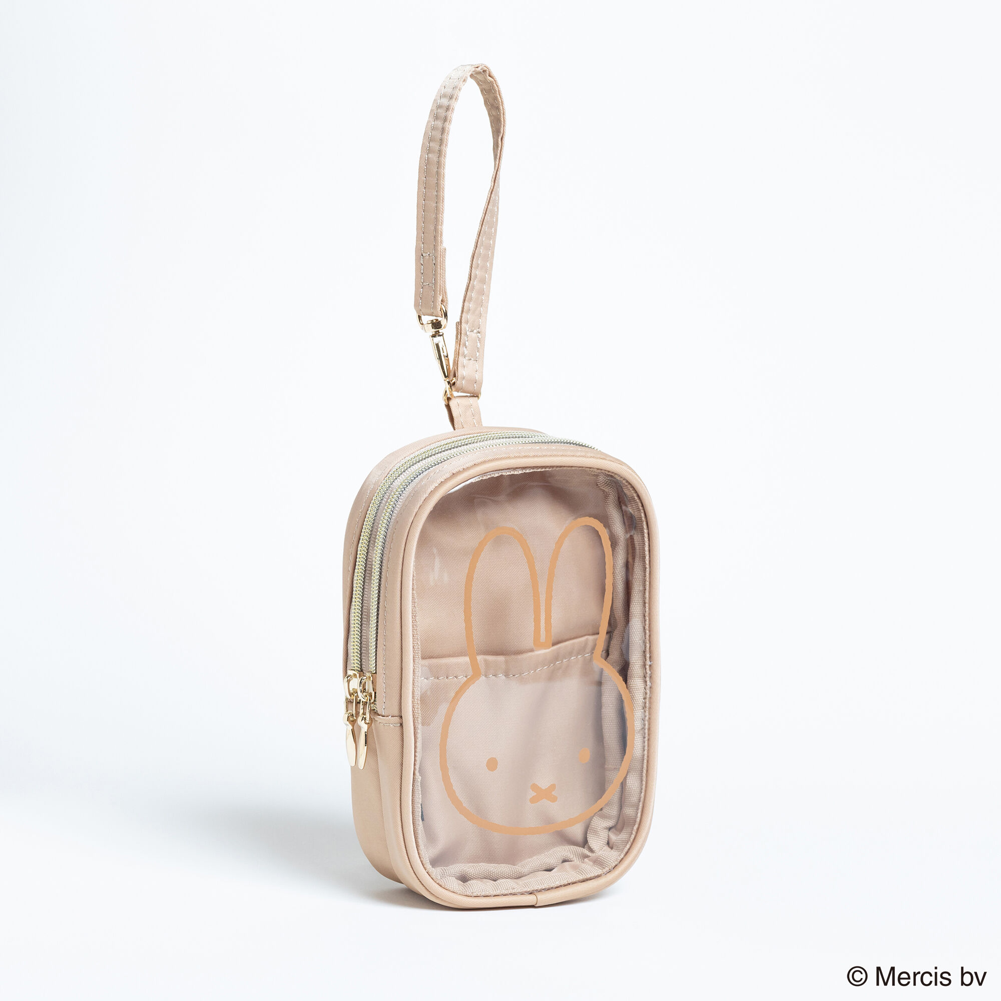  「MIFFY CLEARストラップ付きスクエアポーチ」|ポーチ|BEG