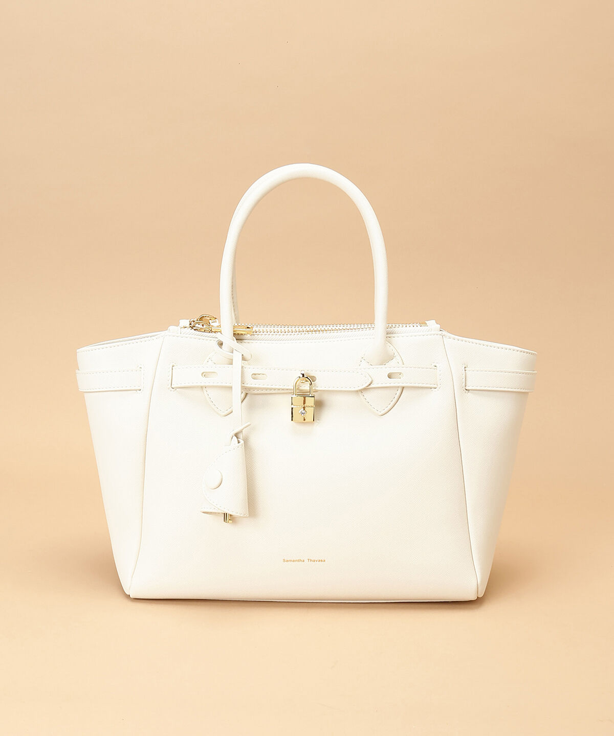 Samantha Thavasa「ベルトデザイン サマンサアゼル 大サイズ」|ハンドバッグ|オフホワイト