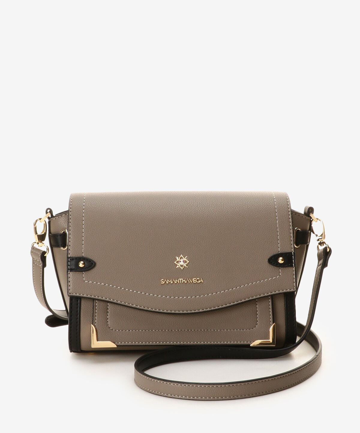 Samantha Vega「シンプルビジューショルダーバッグ」|ショルダー・メッセンジャー|グレージュ