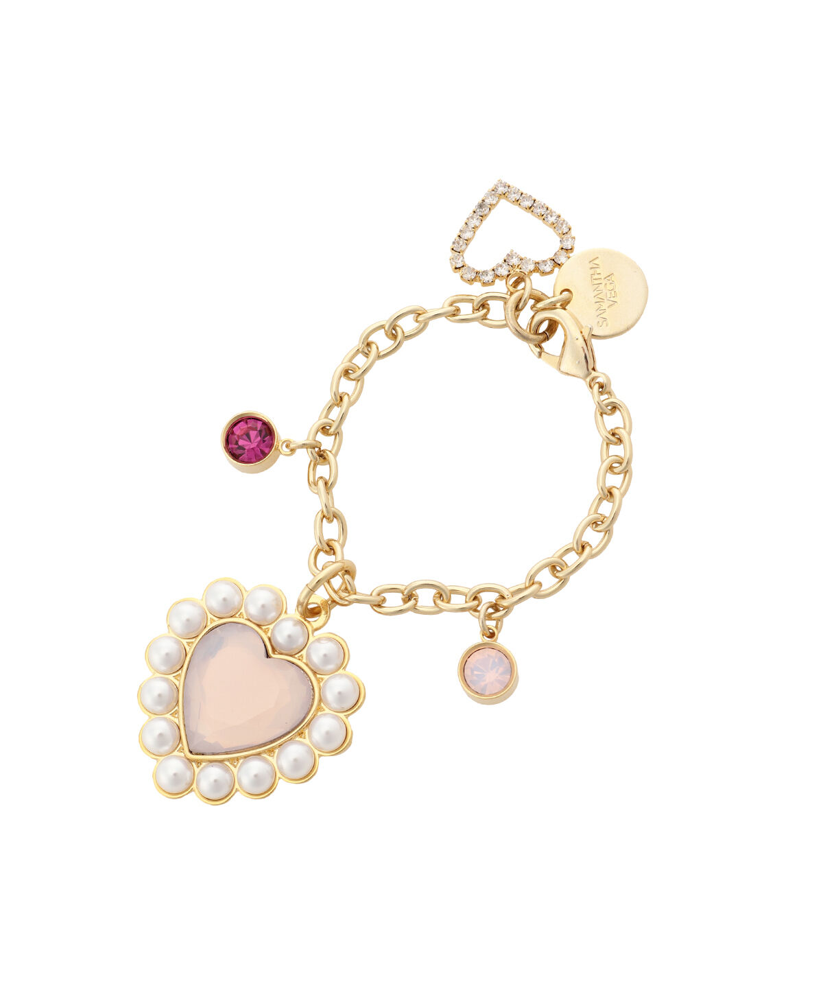 Samantha Vega「カラーパールハートバッグチャーム」|チャーム・キーホルダー|ピンク