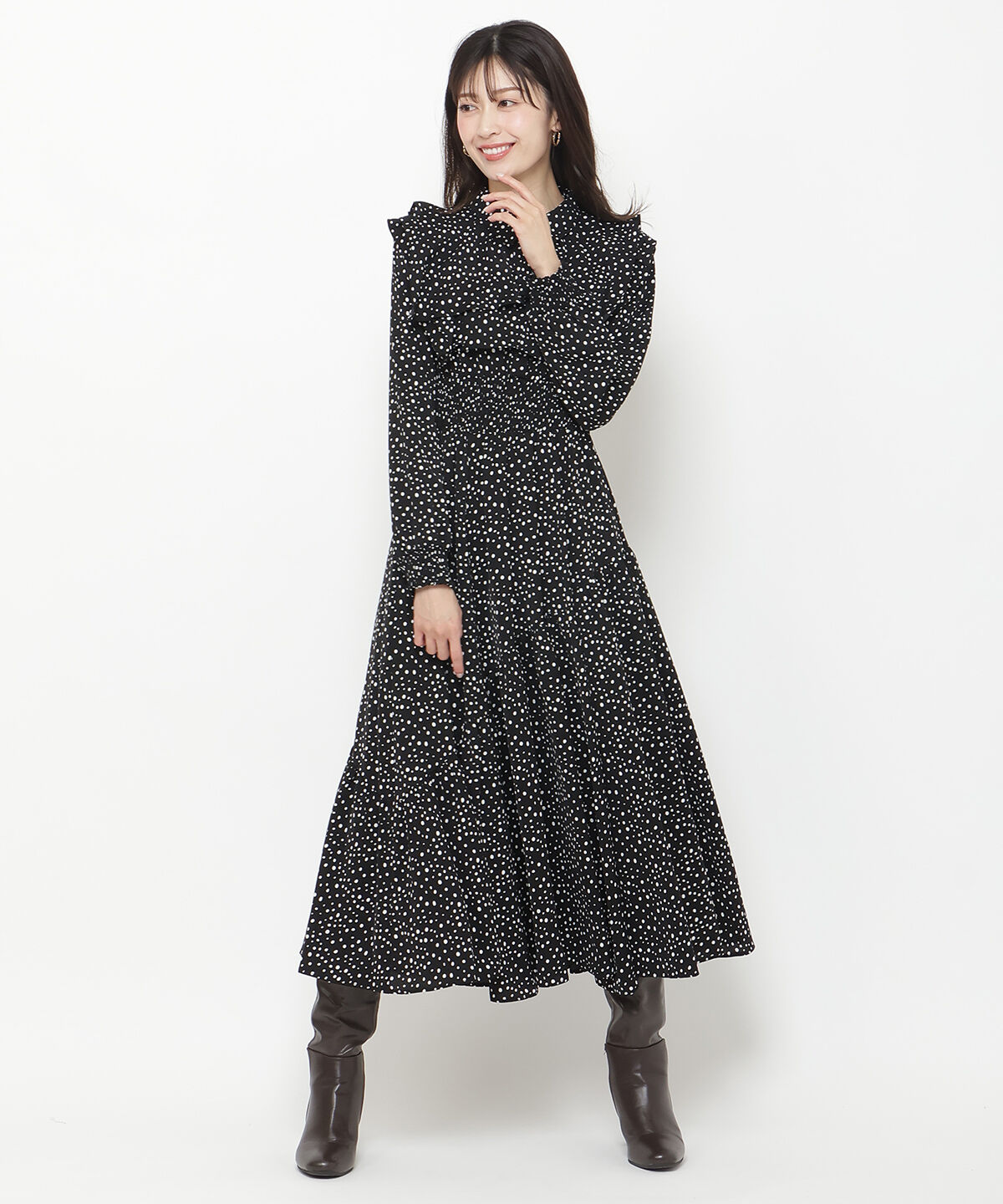 アンドクチュール「ランダムドットフリルワンピース」|ワンピース|