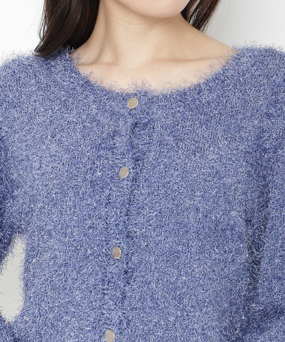 アンドクチュール「ラメフリンジフェザーカーディガン」|カーディガン|