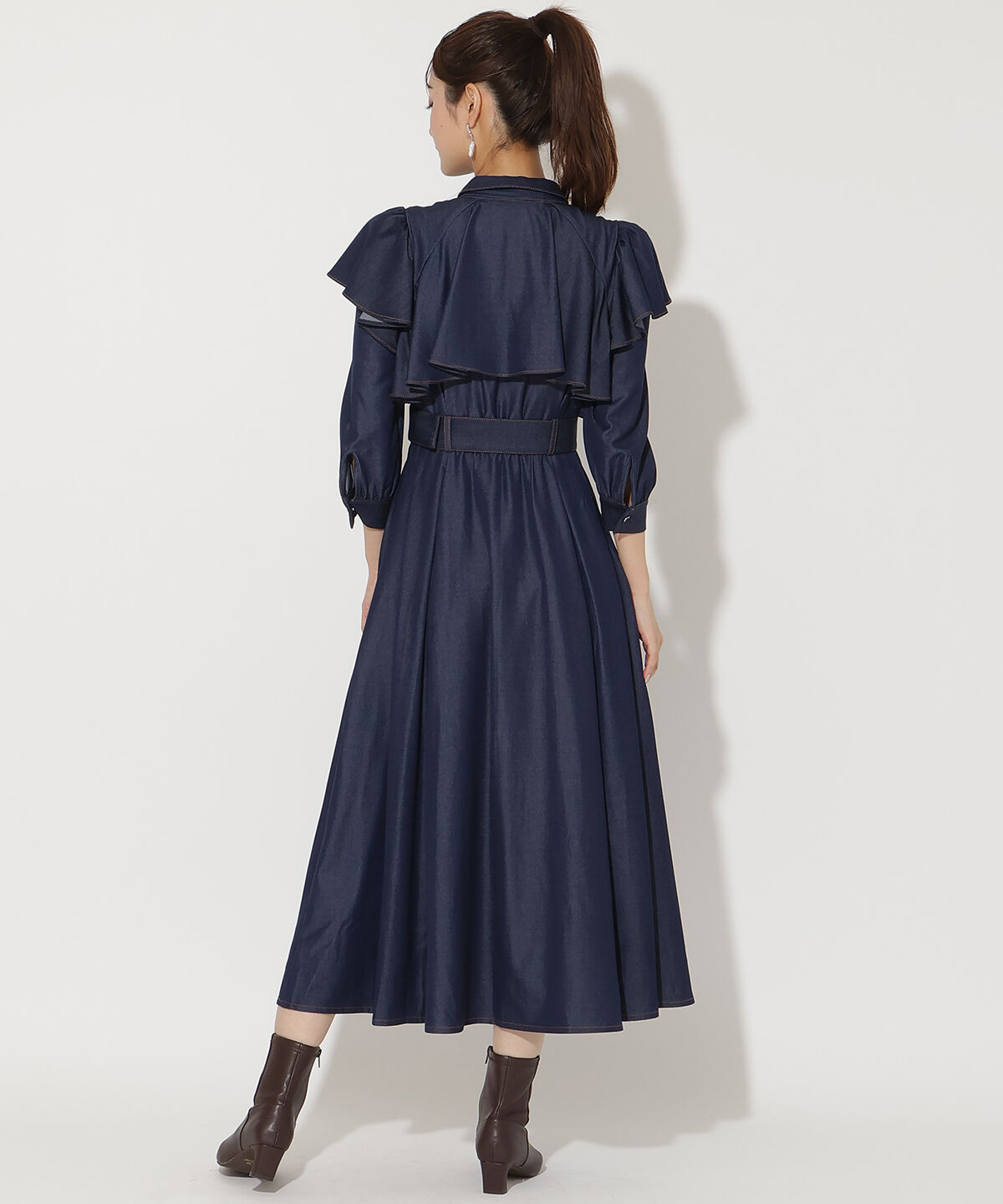 アンドクチュール「フリルケープ7分袖ワンピース」|ワンピース|