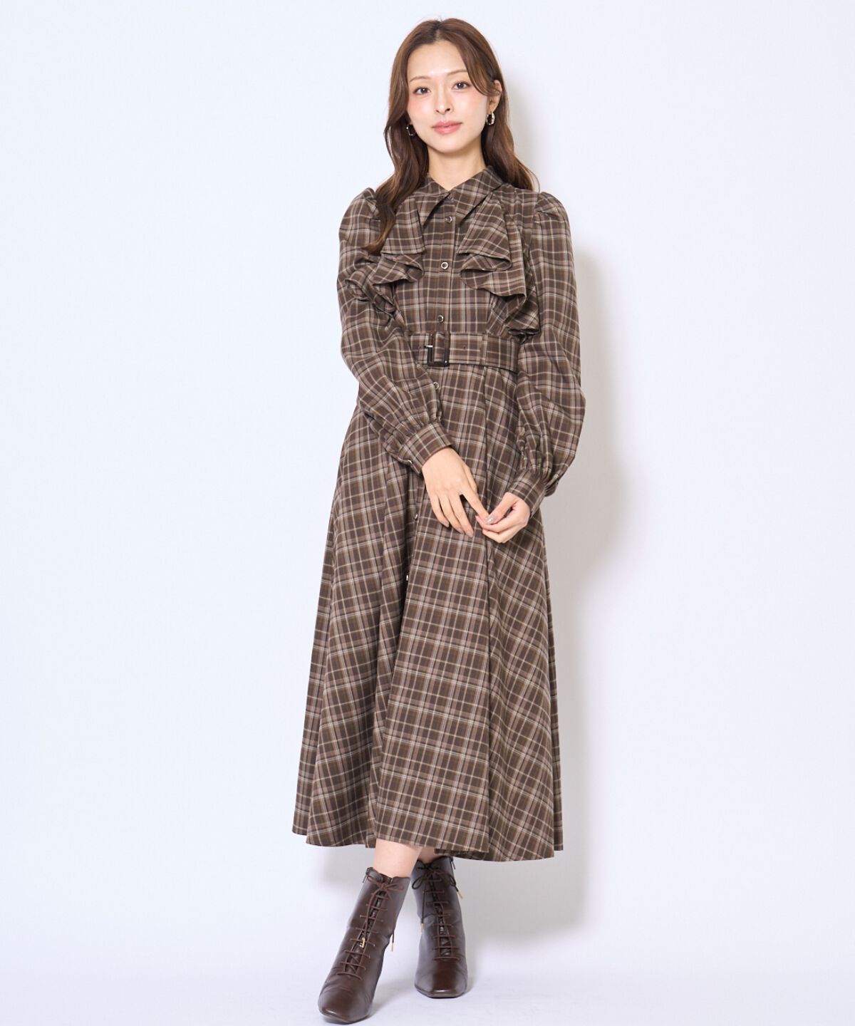 アンドクチュール「フリルケープシャツワンピース」|ワンピース|