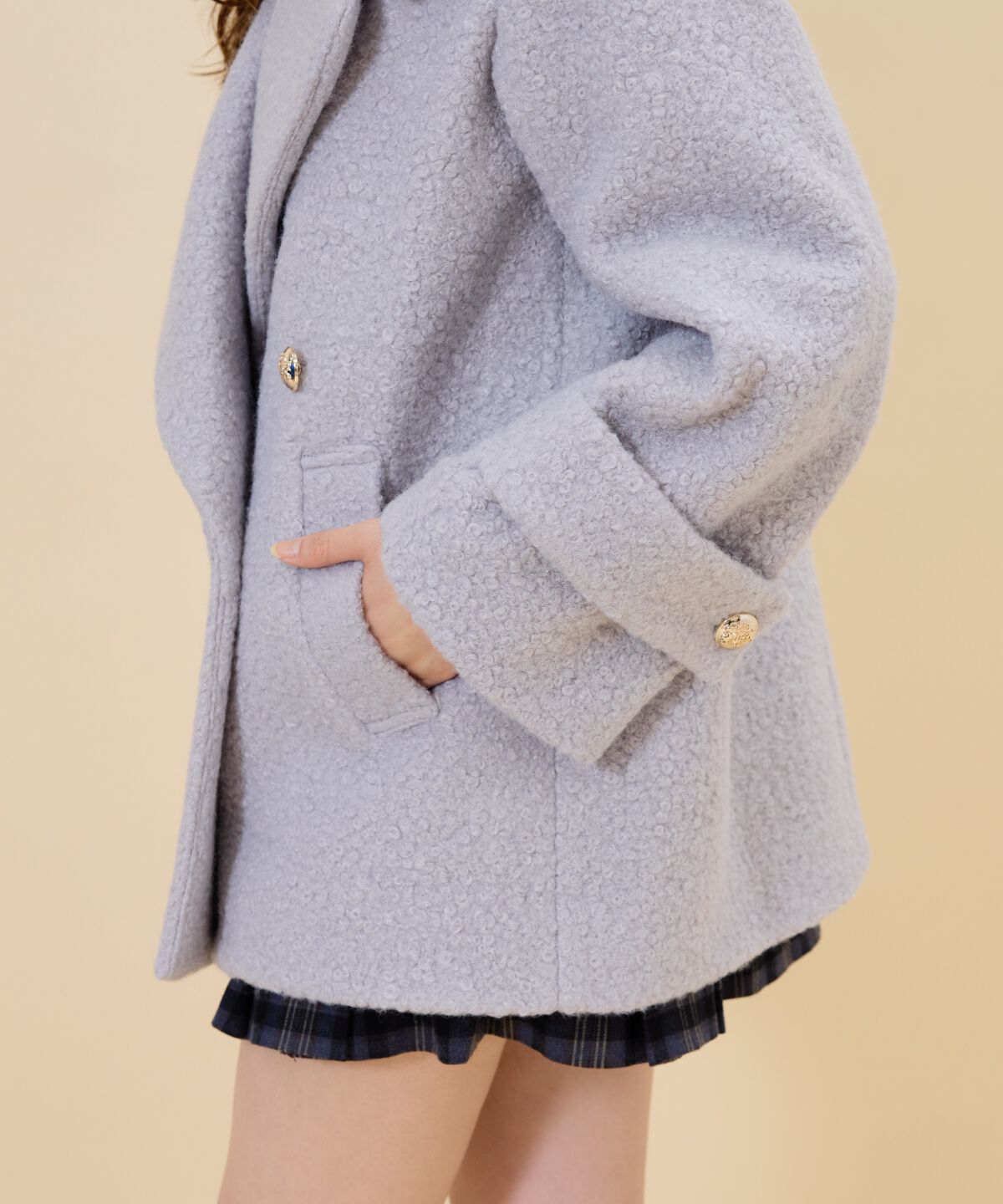 REDYAZEL「ボアダブルミドルコート」|ステンカラーコート|