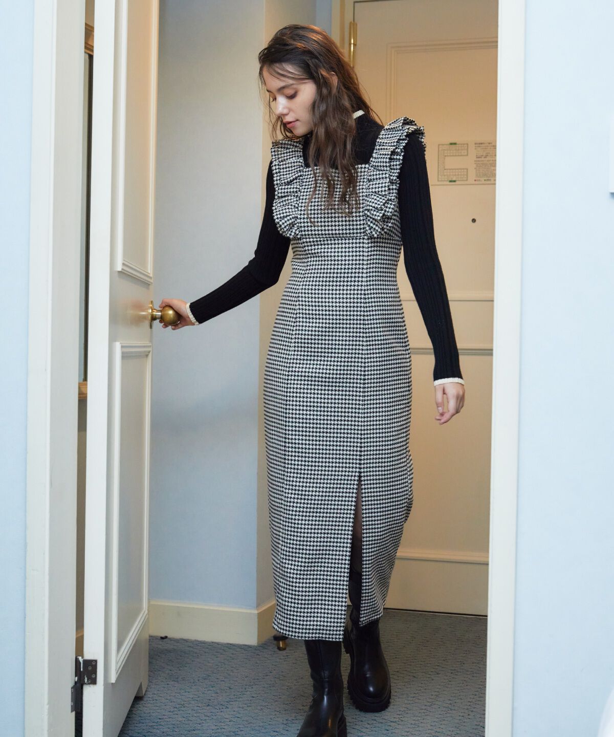 REDYAZEL「チドリフリルショルダージャンスカ」|ジャンパースカート|オフ