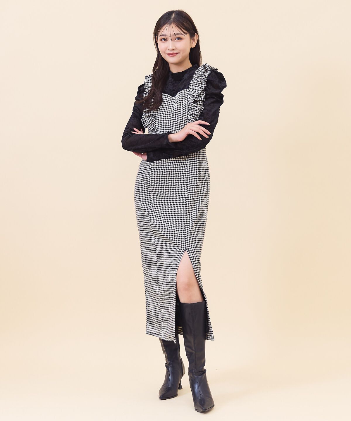 REDYAZEL「チドリフリルショルダージャンスカ」|ジャンパースカート|